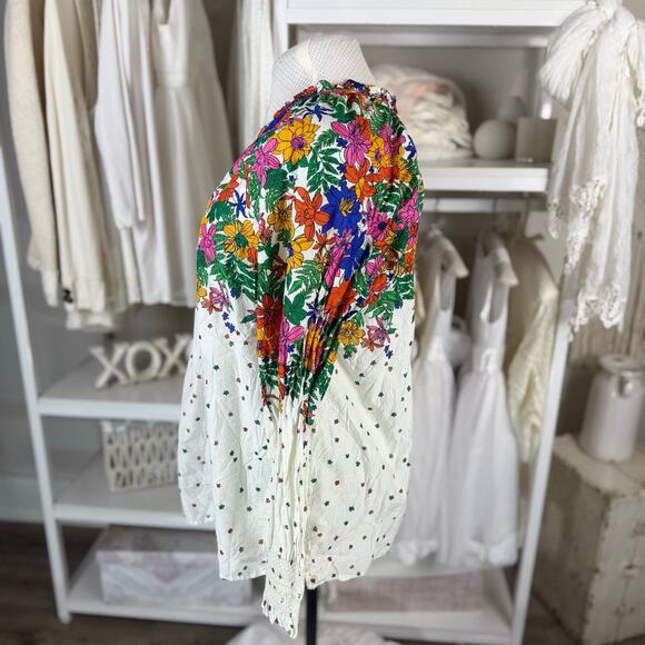 Talbots Plus sz. 3X white and floral blouse, sunny, summer, work, career #3753 - Picture 4 of 8